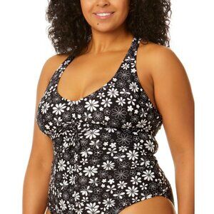Salt & Cove Juniors Plus Size 2 20/22 Coastal Fleurs Cinch-Front Tankini 2068